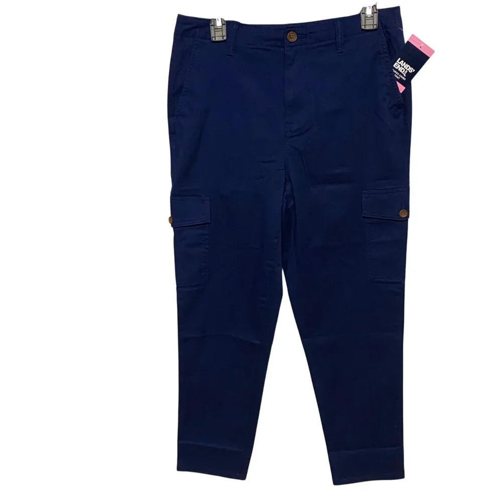 Lands' End Women's Cargo Chino‎ Navy Blue Pant Size 4 NWT